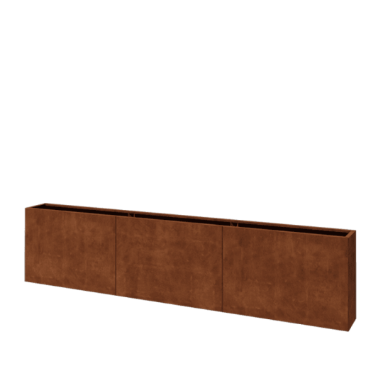 Cortenstaal plantenbak XXL - Rechthoek - 360 x 30 x 80 cm - Met bodemplaat