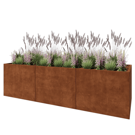 Cortenstaal plantenbak XXL - Rechthoek - 300 x 100 x 80 cm - Zonder bodemplaat