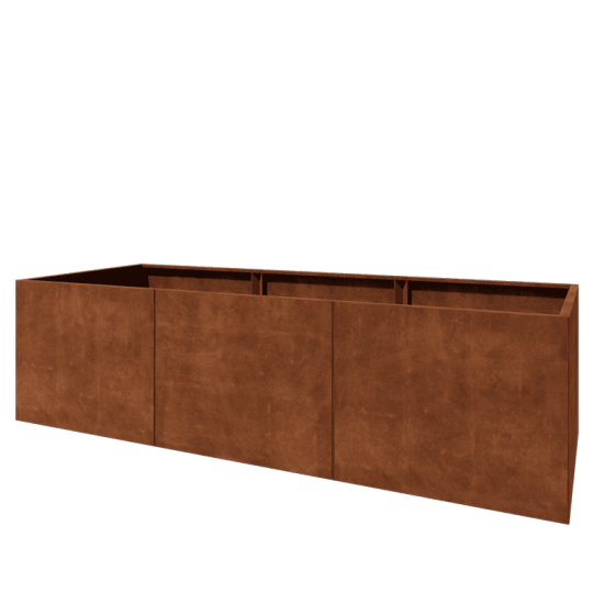Cortenstaal plantenbak XXL - Rechthoek - 300 x 100 x 80 cm - Met bodemplaat