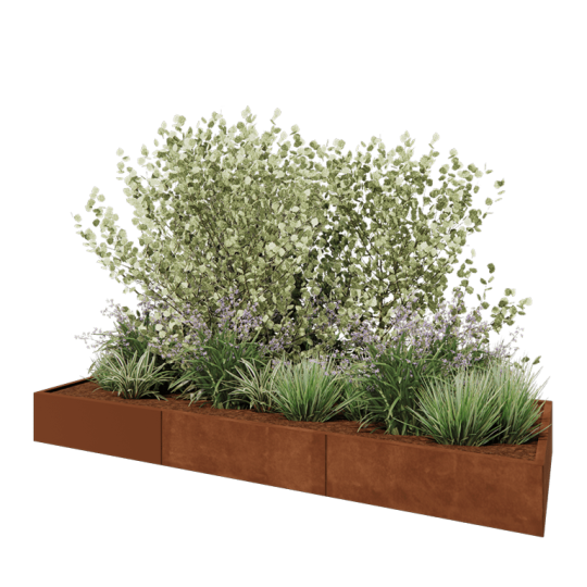 Cortenstaal plantenbak XXL - Rechthoek - 300 x 100 x 30 cm - Met bodemplaat