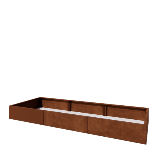 Cortenstaal plantenbak XXL - Rechthoek - 300 x 100 x 30 cm - Met bodemplaat