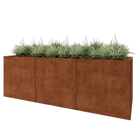 Cortenstaal plantenbak XXL - Rechthoek - 300 x 100 x 100 cm - Met bodemplaat