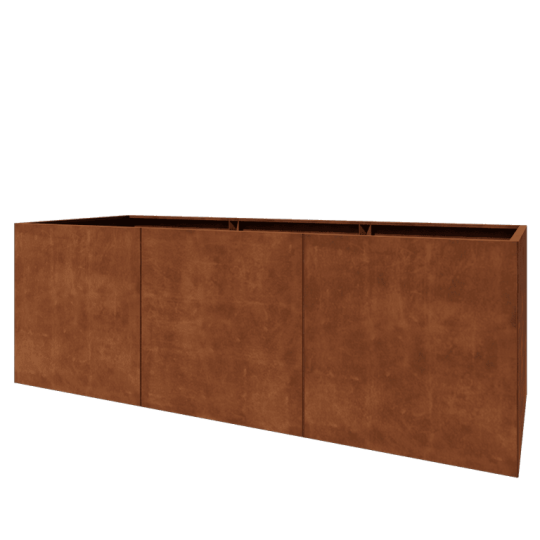 Cortenstaal plantenbak XXL - Rechthoek - 300 x 100 x 100 cm - Met bodemplaat
