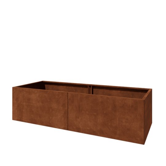 Cortenstaal plantenbak XXL - Rechthoek - 240 x 80 x 60 cm - Met bodemplaat