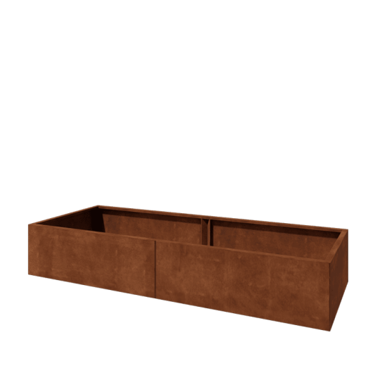 Cortenstaal plantenbak XXL - Rechthoek - 240 x 80 x 40 cm - Met bodemplaat