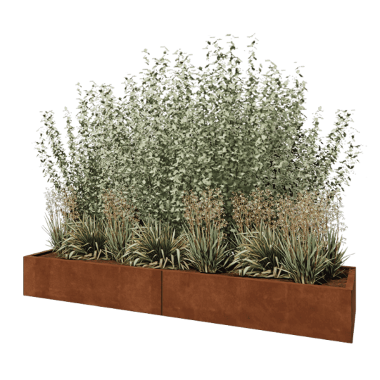 Cortenstaal plantenbak XXL - Rechthoek - 240 x 60 x 30 cm - Zonder bodemplaat