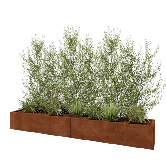 Cortenstaal plantenbak XXL - Rechthoek - 240 x 40 x 30 cm - Met bodemplaat