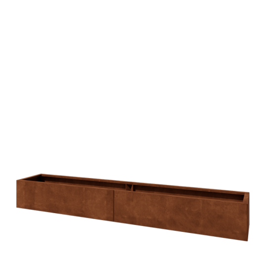 Cortenstaal plantenbak XXL - Rechthoek - 240 x 40 x 30 cm - Met bodemplaat