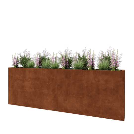 Cortenstaal plantenbak XXL - Rechthoek - 240 x 30 x 80 cm - Zonder bodemplaat