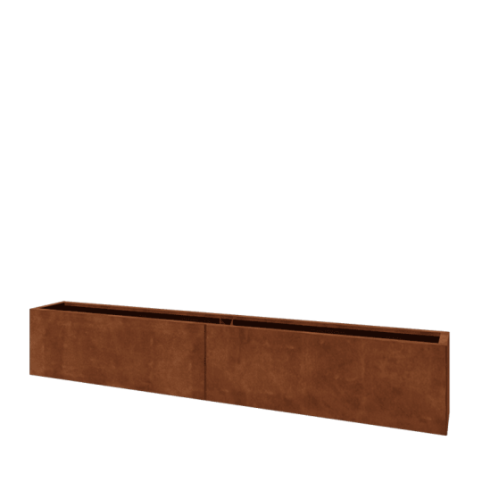 Cortenstaal plantenbak XXL - Rechthoek - 240 x 30 x 40 cm - Met bodemplaat