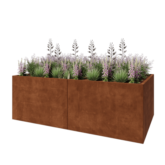 Cortenstaal plantenbak XXL - Rechthoek - 240 x 120 x 80 cm - Zonder bodemplaat