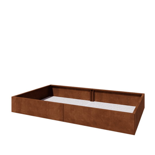 Cortenstaal plantenbak XXL - Rechthoek - 240 x 120 x 30 cm - Met bodemplaat