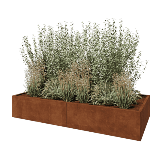 Cortenstaal plantenbak XXL - Rechthoek - 240 x 100 x 40 cm - Zonder bodemplaat