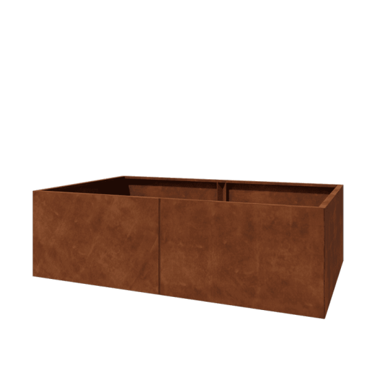 Cortenstaal plantenbak XXL - Rechthoek - 200 x 80 x 60 cm - Met bodemplaat