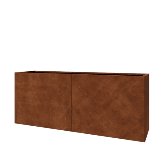 Cortenstaal plantenbak XXL - Rechthoek - 200 x 50 x 80 cm - Met bodemplaat
