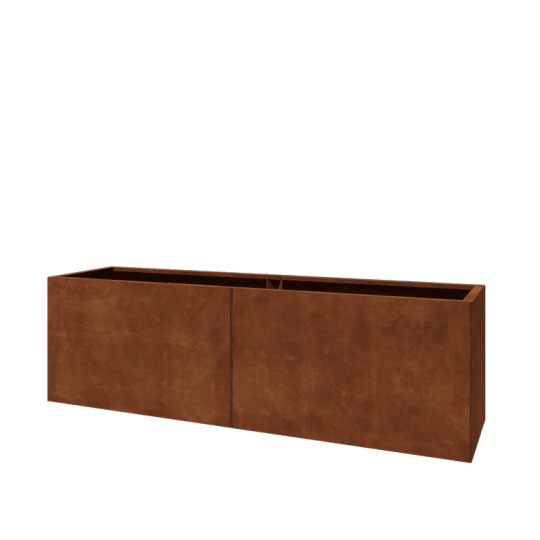 Cortenstaal plantenbak XXL - Rechthoek - 200 x 50 x 60 cm - Met bodemplaat