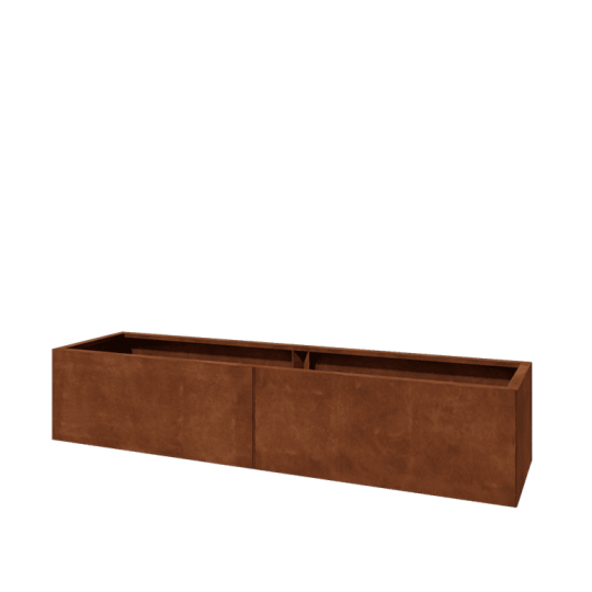 Cortenstaal plantenbak XXL - Rechthoek - 200 x 50 x 40 cm - Met bodemplaat