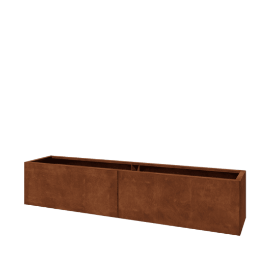 Cortenstaal plantenbak XXL - Rechthoek - 200 x 40 x 40 cm - Met bodemplaat