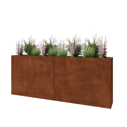 Cortenstaal plantenbak XXL - Rechthoek - 200 x 30 x 80 cm - Zonder bodemplaat