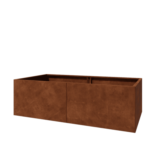 Cortenstaal plantenbak XXL - Rechthoek - 200 x 100 x 60 cm - Met bodemplaat