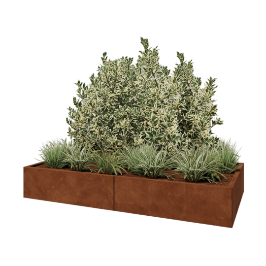 Cortenstaal plantenbak XXL - Rechthoek - 200 x 100 x 30 cm - Zonder bodemplaat