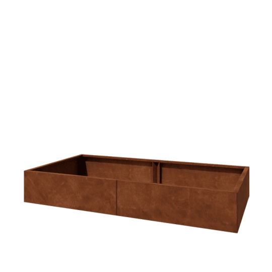 Cortenstaal plantenbak XXL - Rechthoek - 200 x 100 x 30 cm - Met bodemplaat