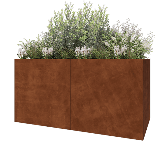 Cortenstaal plantenbak XXL - Rechthoek - 200 x 100 x 100 cm - Met bodemplaat
