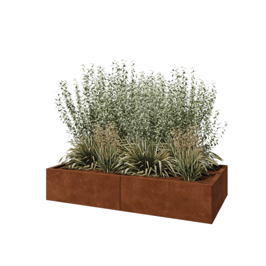 Cortenstaal plantenbak XXL - Rechthoek - 160 x 80 x 30 cm - Zonder bodemplaat