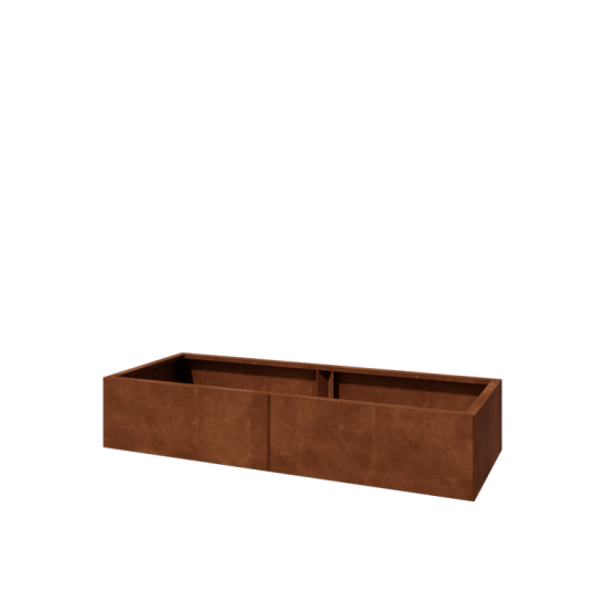Cortenstaal plantenbak XXL - Rechthoek - 160 x 60 x 30 cm - Met bodemplaat