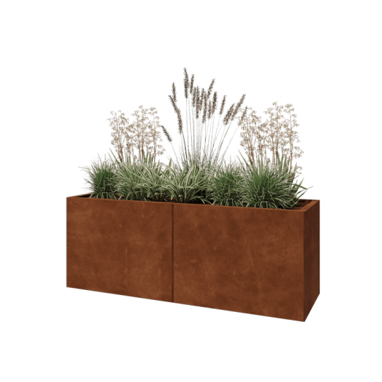 Cortenstaal plantenbak XXL - Rechthoek - 160 x 50 x 60 cm - Met bodemplaat