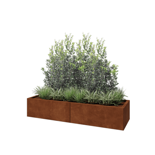 Cortenstaal plantenbak XXL - Rechthoek - 160 x 50 x 30 cm - Met bodemplaat