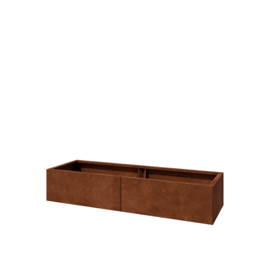 Cortenstaal plantenbak XXL - Rechthoek - 160 x 50 x 30 cm - Met bodemplaat