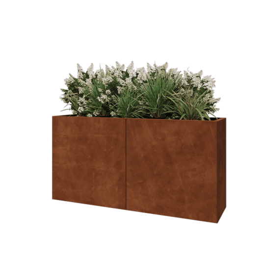 Cortenstaal plantenbak XXL - Rechthoek - 160 x 40 x 80 cm - Met bodemplaat