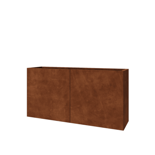 Cortenstaal plantenbak XXL - Rechthoek - 160 x 40 x 80 cm - Met bodemplaat