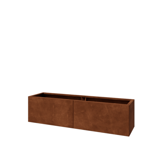 Cortenstaal plantenbak XXL - Rechthoek - 160 x 40 x 40 cm - Met bodemplaat