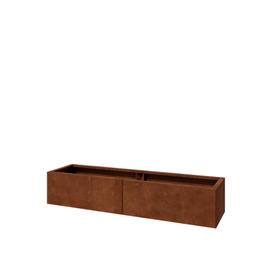 Cortenstaal plantenbak XXL - Rechthoek - 160 x 40 x 30 cm - Met bodemplaat