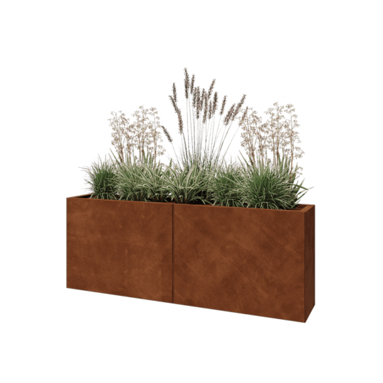 Cortenstaal plantenbak XXL - Rechthoek - 160 x 30 x 60 cm - Met bodemplaat