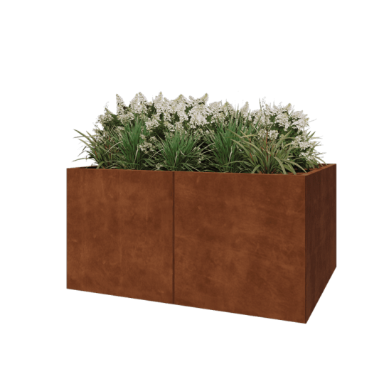 Cortenstaal plantenbak XXL - Rechthoek - 160 x 120 x 80 cm - Met bodemplaat