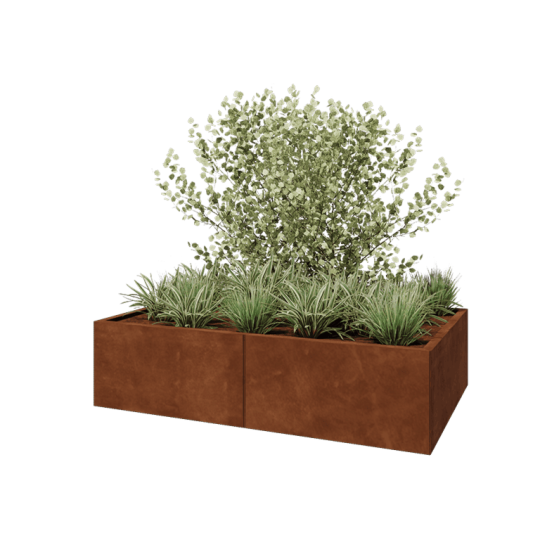 Cortenstaal plantenbak XXL - Rechthoek - 160 x 100 x 40 cm - Met bodemplaat