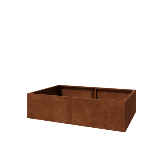 Cortenstaal plantenbak XXL - Rechthoek - 160 x 100 x 40 cm - Met bodemplaat