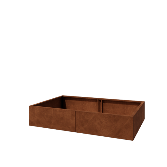 Cortenstaal plantenbak XXL - Rechthoek - 160 x 100 x 30 cm - Met bodemplaat