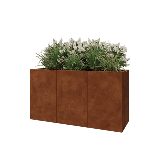 Cortenstaal plantenbak XXL - Rechthoek - 150 x 50 x 80 cm - Met bodemplaat