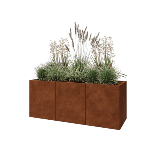 Cortenstaal plantenbak XXL - Rechthoek - 150 x 50 x 60 cm - Met bodemplaat