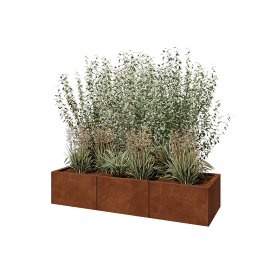 Cortenstaal plantenbak XXL - Rechthoek - 150 x 50 x 30 cm - Met bodemplaat