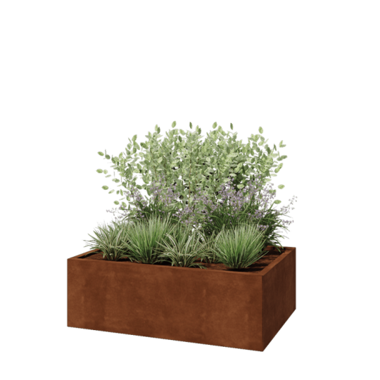 Cortenstaal plantenbak - Rechthoek - 120 x 80 x 40 cm - Met bodemplaat