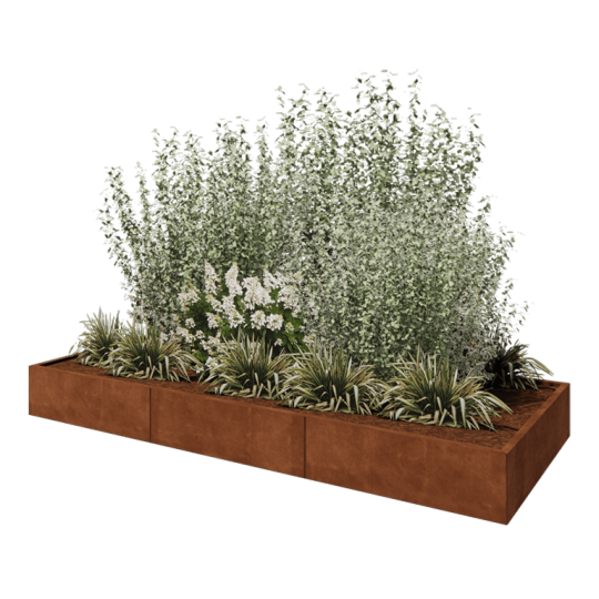 Cortenstaal plantenbak XXL - Rechthoek - 300 x 120 x 30 cm - Met bodemplaat