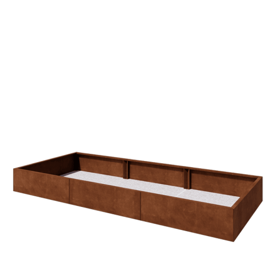 Cortenstaal plantenbak XXL - Rechthoek - 300 x 120 x 30 cm - Met bodemplaat