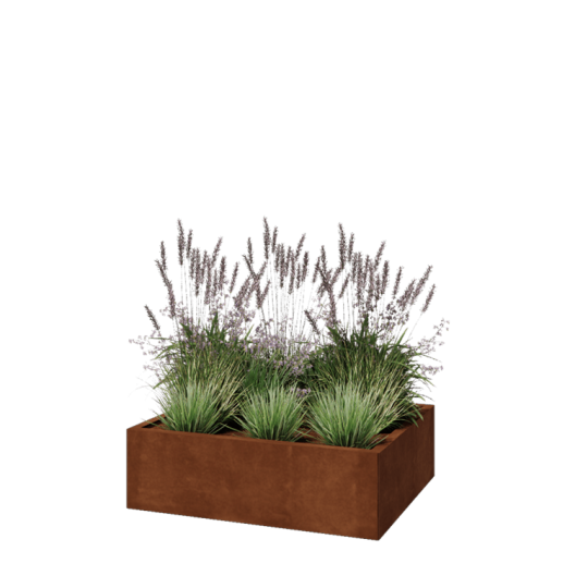 Cortenstaal plantenbak - Rechthoek - 100 x 80 x 30 cm - Met bodemplaat
