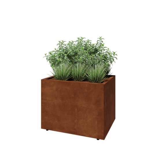 Cortenstaal plantenbak - Rechthoek - 80 x 60 x 60 cm - Met bodemplaat - Met poten