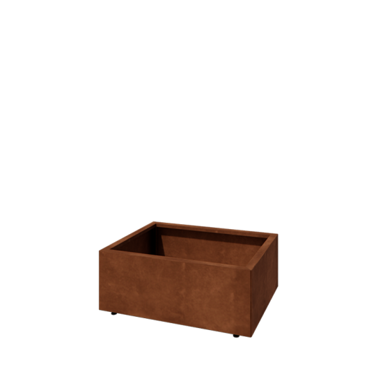 Cortenstaal plantenbak - Rechthoek - 80 x 60 x 30 cm - Met bodemplaat - Met poten